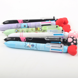 Stylo bille pour enfants, 6 couleurs, avec forme 3D mignonne en forme de cœur/patte, logo personnalisé en couleur, stylo 6 en 1, papeterie - Product Image 3