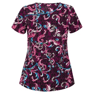Camiseta de mujer Fitspi con cuello en V, estampada, de manga corta, informal, de verano, con bolsillo, diseño floral, holgada, para mujer. - Product Image 5