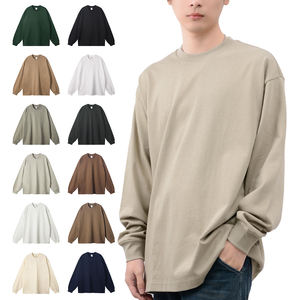 Men's T-shirt long sleeved men's style customizable <b>neutral</b> high-quality T-shirt men's long sleeved cotton T-shirt - Product Image 1