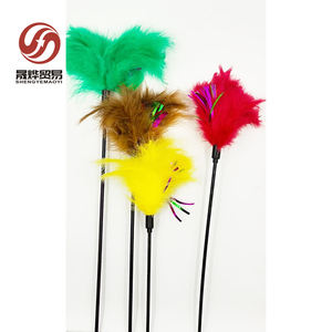Personalizzato divertente giocattolo per gatti asta lunga arcobaleno piuma gatto Teaser interattivo per interni Pet giocattolo per gatti per alleviare la noia - Product Image 2