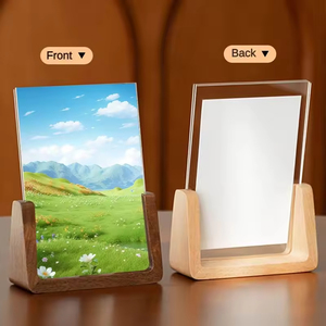 Biểu Tượng Tùy Chỉnh Mô Hình Vuông Khung Máy Tính Để Bàn Hình Chữ U <span class=keywords><strong>Acrylic</strong></span> Khung Hình Khung Với Cơ Sở Bằng Gỗ - Product Image 5