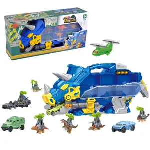 Penjualan terlaris Triceratops combatatus dinosaurus mobil transportasi mobil pembawa truk mainan Model dinosaurus untuk anak-anak dengan mobil