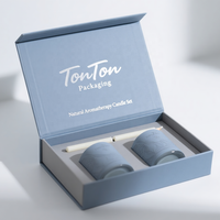Boîte magnétique personnalisée et boîte cadeau bleue pour huile aromathérapeutique avec revêtement en papier résistant à l'huile