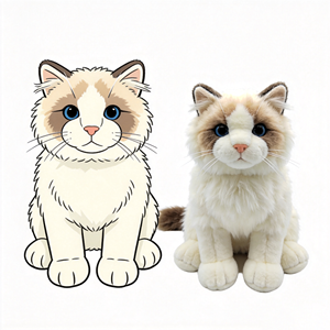 Jouets en peluche pour chat à poils longs, doux et moelleux, adorables jouets en peluche personnalisés de type Ragdoll, jouets en peluche réalistes pour animaux - Product Image 1