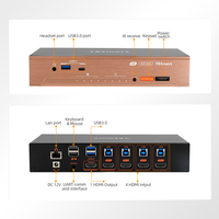 Commutateur KVM HDMI 4x1 ODM USB 3.0 8K 60HZ Prise en charge EDID Mode de numérisation automatique RJ45 Gigabit Module de charge intégré pour espace de travail multi-PC