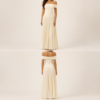 Robe longue blanche formelle, coupe ajustée, silhouette ample, respirante, été