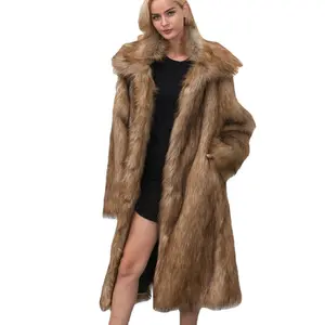 2024 Hot Selling Autumn and Winter America and Australia Women's Faux Fur Coat Imitation Fox Fur Coat Long