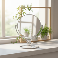 Miroir de maquillage pliable double face en verre pratique et portable de 6 pouces, adapté à la maison et aux voyages