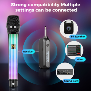 Micrófono Inalámbrico Profesional OEM WX2 2.4G, Ligero, de Plástico, con Luces LED para Transmisión en Vivo por YouTube, Vlogs y TikTok - Product Image 3