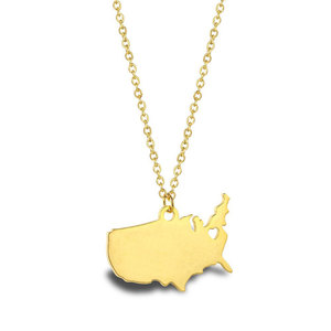 Collar con Colgante de <span class=keywords><strong>Mapa</strong></span> del Mundo en Acero Inoxidable Chapado en Oro, Venta al Por Mayor, Personalizable, Unisex, Regalo de Moda - Product Image 3