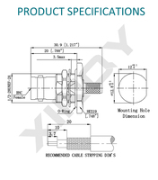XINQY conector de mamparo hembra impermeable RF Coaxial BNC de alta calidad Modelo para LMR240 LMR200 RG142 bajo