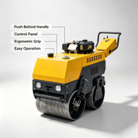Compacteur routier mini à double tambour vibrant, autopropulsé, à moteur essence, 10 kW, pour la construction