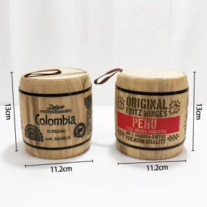 Kotak barel penyimpanan biji kopi permen kayu Paulownia Solid OEM dan ODM