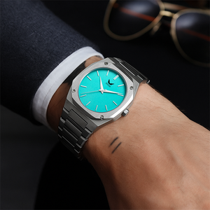 Thời trang đơn giản phong cách cổ điển 40mm Octagon trường hợp sang trọng đồng hồ đeo tay thép không gỉ xem OEM Teal quay số Mens thạch anh xem - Product Image 3