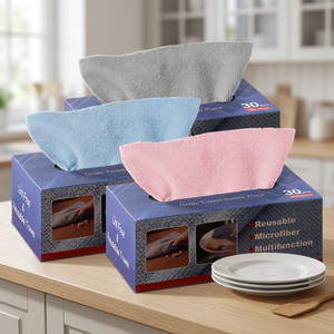 Chiffons de nettoyage en microfibre, lingettes intelligentes en boîte, 170 GSM, réutilisables, non pelucheuses, lingettes magiques en sachet pour le nettoyage du bureau et la dépoussiérage - Product Image 3