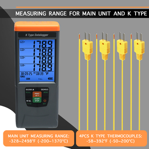 Digital K Type 4 Channel Thermocouple <b>Temperature</b> Data <b>Logger</b> Audible/Visual Alarms GLP Compliant 48,000 Datalogging CSV Export - Product Image 4