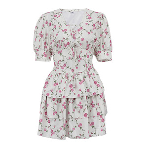 Fornitore di Boutique Enyami romantico abito estivo con stampa floreale Boheme eleganti con volant a righe Mini abiti da donna - Product Image 4