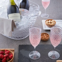 Verre à vin en plastique PS sans BPA de 7 oz, motif diamant vintage, réutilisable, pour bar, maison, fête, emballage personnalisé possible