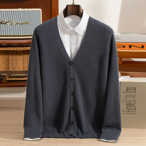 Suéter de <span class=keywords><strong>Punto</strong></span> Casual para <span class=keywords><strong>Hombre</strong></span>, Cuello en V, 100% Cachemira, Nuevo para Otoño e Invierno - Product Image 1