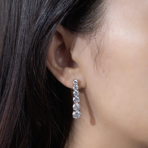 Boucles d'oreilles en or blanc 14 carats avec diamants ronds Messi Jewelry MSE-888 pour femmes - Product Image 6
