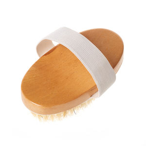 2026年ホットセール　携帯用オーバル型ウェット＆ドライボディブラシ　角質除去　木製猪毛　乾燥肌用ボディバスブラシ　マッサージ用 - Product Image 4