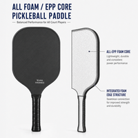 Raquette de pickleball à noyau alvéolé injecté de mousse, carbone 3K, fibre de carbone brute T700, noyau en polypropylène, 12 mm, 13 mm