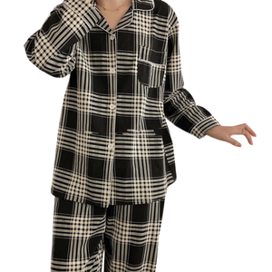 Custom Women's 100% Cotton Flannel <strong>Christmas</strong> <strong>Pyjamas</strong> <strong>Ladies</strong> Plaid Red XMAS Sleepwear Women Soft Long Pants Pajama Set - Product Image 5
