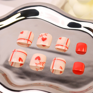 Saint valentin presse sur les <span class=keywords><strong>ongles</strong></span> des orteils fournir argent paillettes coeurs rouges pieds <span class=keywords><strong>faux</strong></span> <span class=keywords><strong>ongles</strong></span> art croix conceptions nude <span class=keywords><strong>faux</strong></span> <span class=keywords><strong>ongles</strong></span> pour <span class=keywords><strong>pied</strong></span> givré - Product Image 2