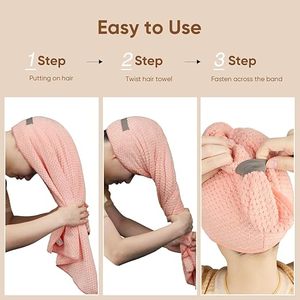 Custom Embroidery Logo Dry <b>Wrap</b> <b>Towels</b> Quick Dry Absorbent Large Waffle Hair Turban <b>Towel</b> - Product Image 4