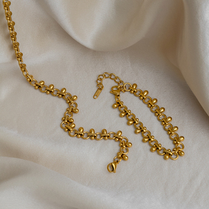 X&L Diskon Besar <span class=keywords><strong>Set</strong></span> Kalung/Gelang Manik-manik Chunky Buatan Tangan Perhiasan Hadiah Trendi Baja Tahan Karat Berlapis Emas 18K untuk Wanita - Product Image 3