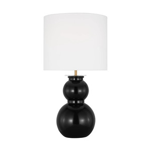 Lampe de table moderne en céramique noire double gourde avec accent doré |   Éclairage Minimaliste Audacieux pour Chambre d'Hôtel et Bureau - Product Image 1