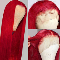 Perruques en cheveux humains brésiliens rouges pas chères, perruques Lace Front pour femmes noires, perruques Lace Frontal HD complètes sans colle en cheveux humains