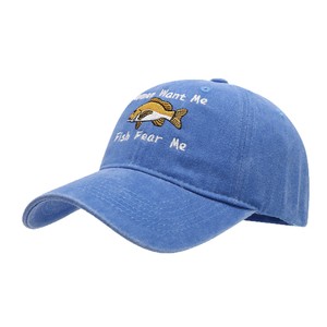 Casquette de baseball unisexe brodée 'WANT ME FISH <span class=keywords><strong>FEAR</strong></span> ME' en coton lavé à 100 %, 6 panneaux, pour la pêche - Product Image 5