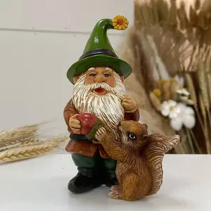 Custom Funny Garden Gnomes Resin Mold Autumn Dwarf With Fox Outdoor Decoration Poly Resin Gnomes With Mushroom