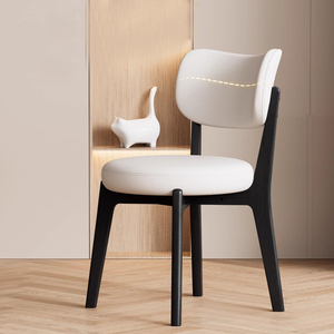 Silla de Comedor Nórdica Crema Retro Wabi-Sabi de Madera Maciza con Cojín de Tela, Disponible <span class=keywords><strong>en</strong></span> Varios Colores para Hogar, Cafetería, Restaurante L097 - Product Image 4