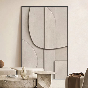 Quadro Decorativo Moderno Minimalista Stile Wabi-sabi per <span class=keywords><strong>Soggiorno</strong></span>, Dipinto Astratto Geometrico con Texture Arenaria, per Divano e Ingresso - Product Image 1