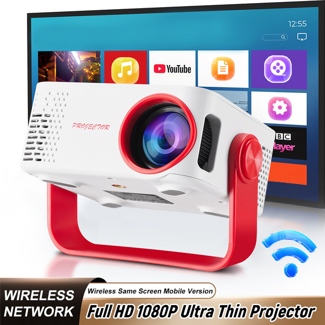 OEM Android 1080P WiFi Home Theater Smart Projector 360-Degree High Brightness Mini Portable LCD with Built-in Speakers 8GB ROM