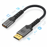 Câble d'extension 8K USB-C vers DisplayPort femelle avec gaine tressée pour projecteur, ordinateur, téléviseur et cartes graphiques - Alimentation incluse