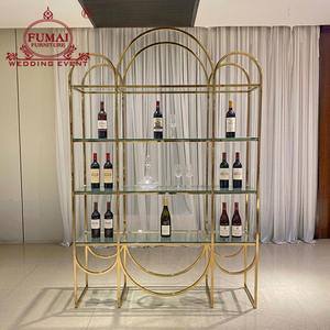 Estantes de exhibición de almacenamiento de decoración de estante de vino de metal superior de cristal de Venta caliente - Product Image 1