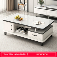 Meuble TV en bois MDF de style moderne blanc, meuble TV simple et élégant avec tiroir et table basse