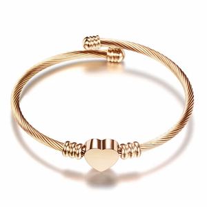 Nouveau <span class=keywords><strong>Bracelet</strong></span> Tendance 2022 Personnalisable avec Nom, Plaqué <span class=keywords><strong>Or</strong></span> Rose, Jonc en Acier Inoxydable, <span class=keywords><strong>Bracelet</strong></span> Cœur pour Cadeaux d'Amoureux - Product Image 4