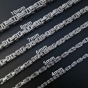 Collar de Cadena Bizantina de Titanio para Niños al por Mayor, Chapado en Oro de 18K y Platino, Colores Rojo, Arcoíris, Negro y Azul, Ideal para Aniversarios - Product Image 3