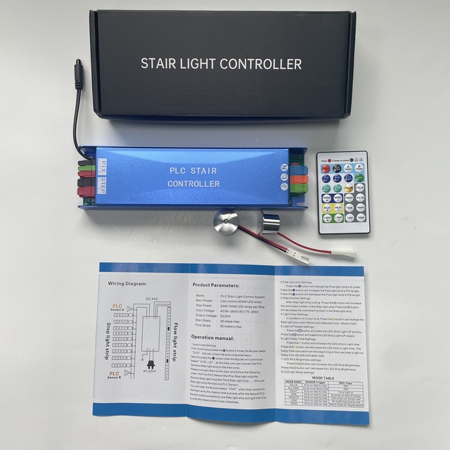 400W Two-Wire Stair LED Motion Sensor Light Controller PLC 3-In-1Integrated LED Power Driver 24V Wireless Remote Control