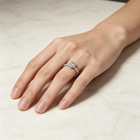 Bague en argent sterling 925 personnalisée avec certification GRA, moissanite ronde 1 carat, plaquée platine, pour femme, vente directe fabricant