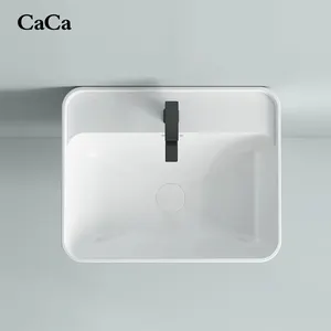 CaCa High Standard Ceramic Bathroom Sink Half Pedestal Wash Basin Sink Wall Mounted Washbasin With Smart Mirror And Cabinet