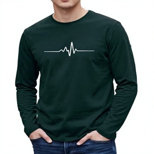 เสื้อยืดคอกลมแขนยาวผู้ชายผ้าฝ้าย 100% - เสื้อชั้นในระบายอากาศได้ดี เหมาะสำหรับใส่ในฤดูใบไม้ผลิ/ฤดูใบไม้ร่วง สวมใส่สบายๆ - Product Image 1