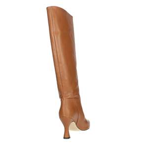 Paola Ferri Bottes hautes en cuir pour femme D4649, style à talons marron - Product Image 3