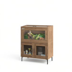 Mueble de madera con puertas de vidrio para reptiles y anfibios, para uso en interiores, diseño moderno y duradero, forma rectangular. - Product Image 1