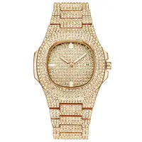 2019 Hiphop Iced Out Datum Quartz Horloges Mannen Pols Luxe Merk Gold Cz Diamond Micro Verharde Herenhorloge