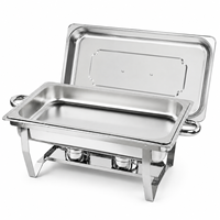 Chauffe-plat de buffet hôtelier commercial entièrement isolé en acier inoxydable, design à couvercle rabattable, finition pour cuisinière électrique ou à combustible